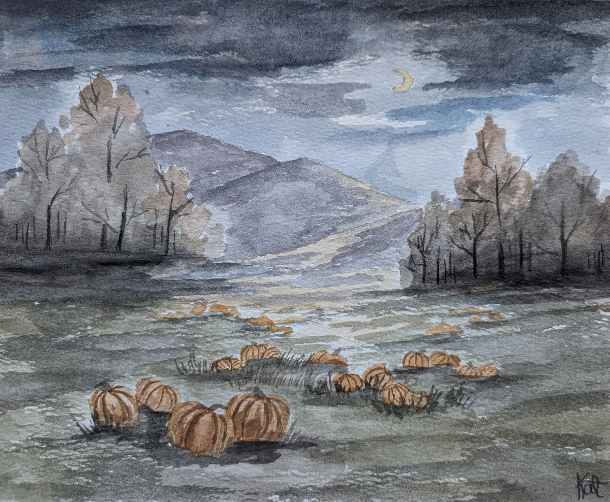 Spooky Pumpkin Patch Watercolor Class October 9th