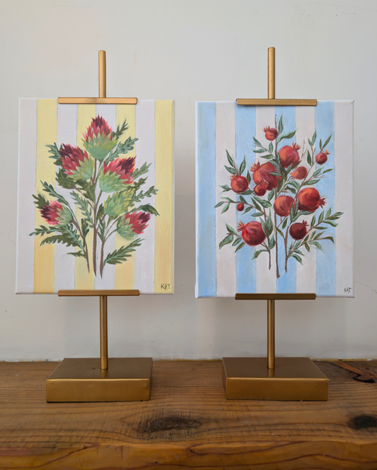 Oil Painting on Canvas with Metal Gold Easel